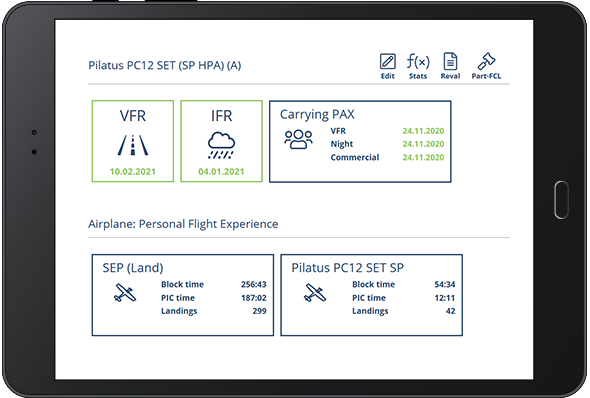 Keep track of your currency, recency, validity requirements and more in your digital cockpit.